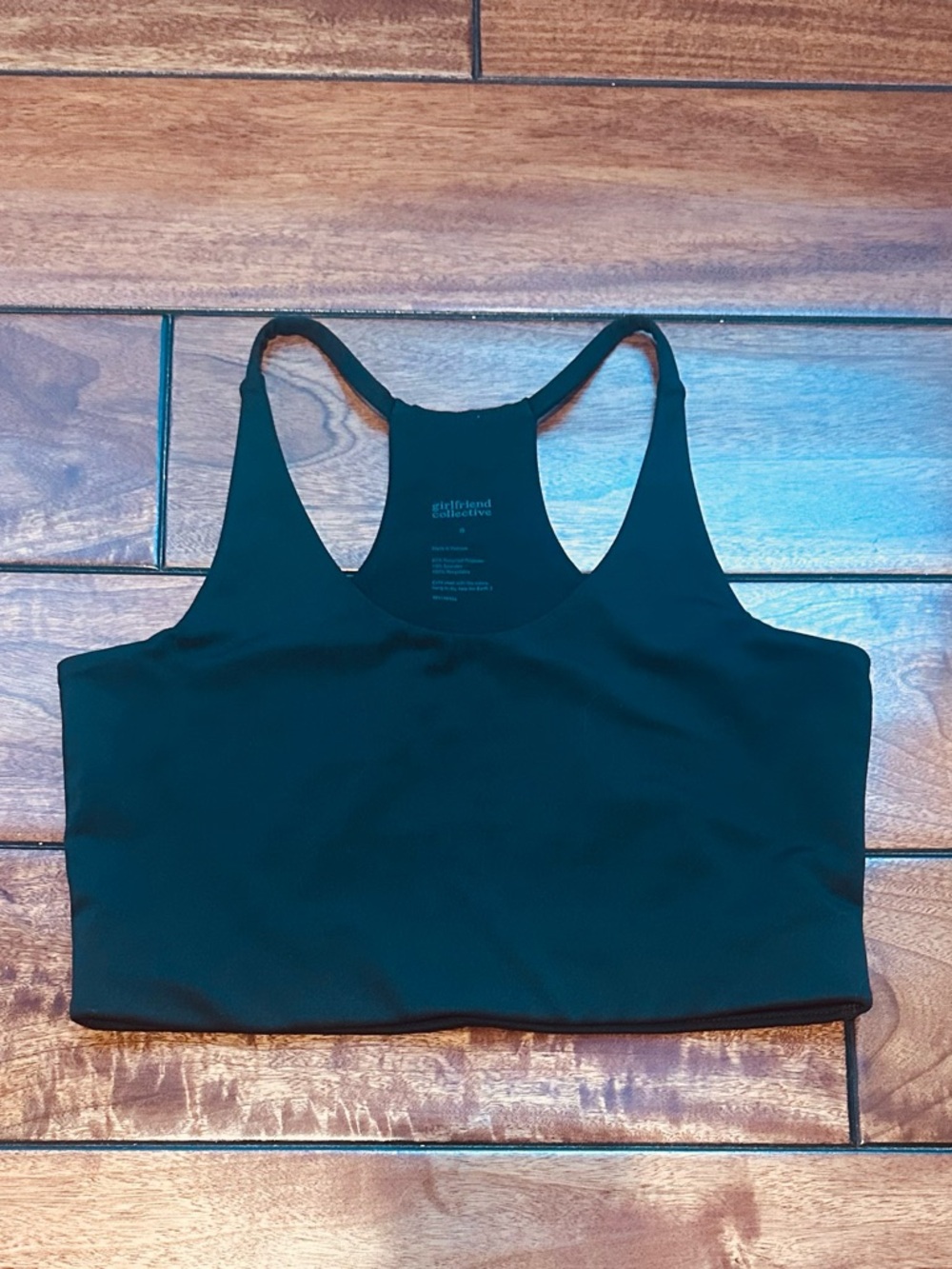 NWOT girlfriend collective Black Seamless Racerback FLOAT Cleo Crop Sports Bra